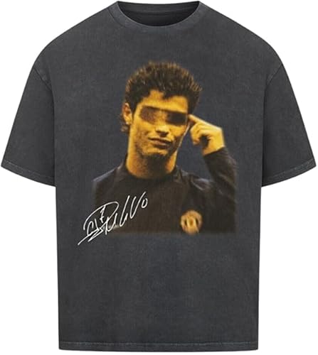 Cristiano Ronaldo Football Superstar Fashion Bedrucktes Kurzarm-T-Shirt – Herren und Damen Distress American Baumwollen T-Shirt (DE/NL/SE/PL, Alphanumerisch, M, Regular, Regular, Grau) von Generisch