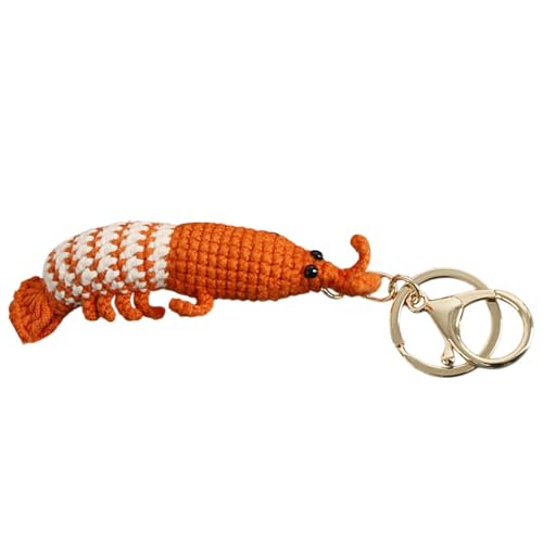 Crochet Pendant - Knitted Keyrring | Cartoon Shrimp Doll For Keys, Hand-Woven Bag Charm Decoration, Soft & Comfortable Crochet Shrimp Doll keychainn For Women von Generisch