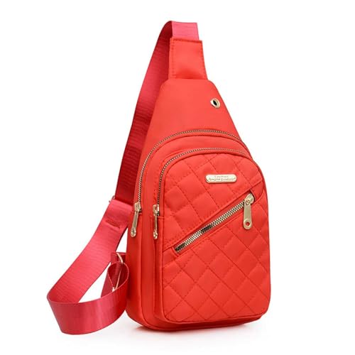 Crossbody Bag Damen Rosa Diebstahlsichere Sling Bag Brusttasche Handtasche Schultertasche Gürteltasche Kleiner Rucksack Umhängetasche City Shoulder Everyday Bodybag aus Leder für Reisen, Rot von Generisch