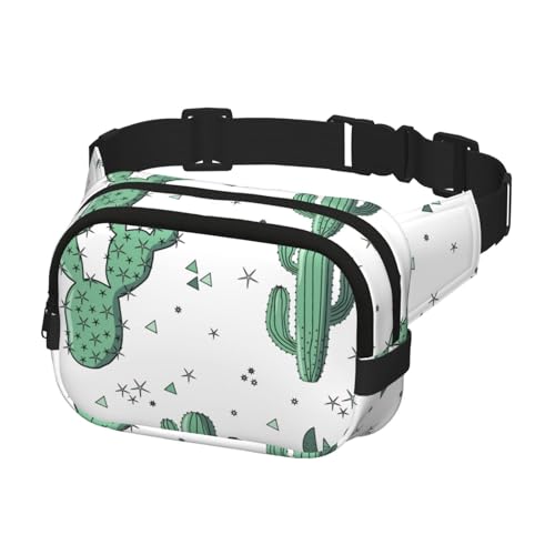 Crossbody Bauchtasche für Damen und Herren, modische Gürteltasche zum Wandern, Laufen, Reisen, Pflanzen, Kaktusmuster von Generisch
