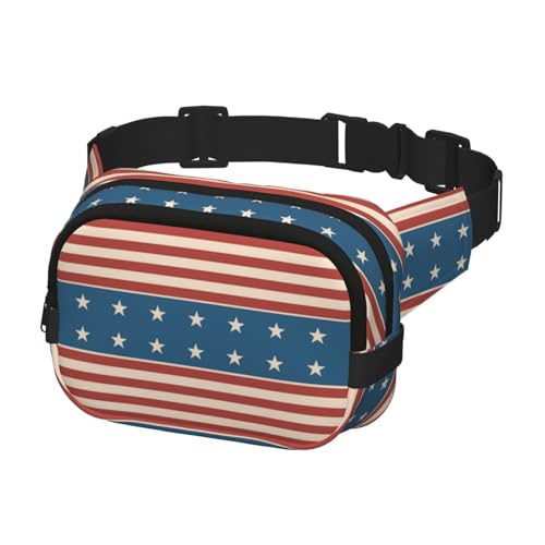 Crossbody Bauchtasche für Damen und Herren, modische Gürteltasche zum Wandern, Laufen, Reisen, Retro-Stil, amerikanisch, patriotisch von Generisch