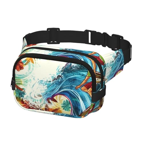 Crossbody Bauchtasche für Damen und Herren, modische Gürteltasche zum Wandern, Laufen, Reisen, Surfboarder, Reiten, mehrfarbig, Einheitsgröße, Geldgürtel von Generisch