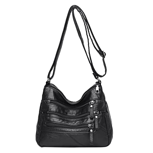Crossbody-Geldbörsen für Frauen, lässig, verstellbarer Riemen, Umhängetasche, Damen-Ledertasche Jogginghose Herren Taschen Reißverschluss (Black, One Size) von Generisch