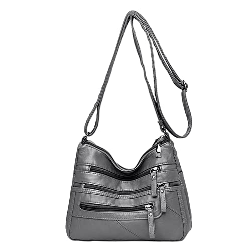 Crossbody-Geldbörsen für Frauen, lässig, verstellbarer Riemen, Umhängetasche, Damen-Ledertasche Jogginghose Herren Taschen Reißverschluss (Grey, One Size) von Generisch