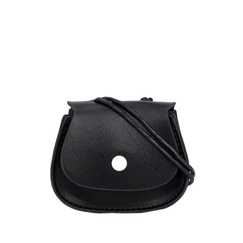 Crossbody-Münzgeldbörse, PU-Leder-Umhängetasche mit verstellbarem Riemen für Damen, kleine Retro-Aufbewahrungstasche für Lippenstift, Kopfhörer, Karten – tragbare Mini-Geldbörse für Reisen, Schwarz von Generisch