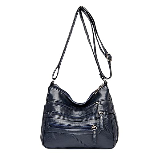 Crossbody-Tasche für Damen, lässig, verstellbarer Riemen, Umhängetasche, Ledertasche, Handtaschen für Damen, Schultertaschen, blau, Einheitsgröße von Generisch