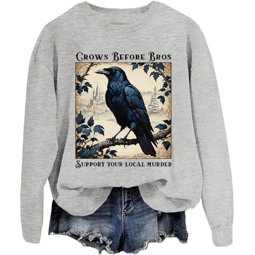 Crows Before Bros Sweatshirt, Crows Before Bros Kapuzen-Sweatshirt, Crows Before Bros Sweatshirt Damen, grau, XXL von Generisch