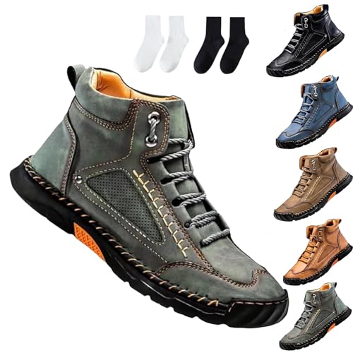 Cryonessa Leather Boots Herren – Handgefertigt, Bequem, Wasserdicht, Outdoor (Grün, EU, Erwachsene, Herren, 38, Numerisch, EU Schuhgrößensystem, M) von Generisch