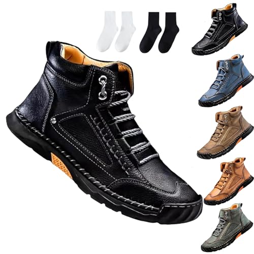 Cryonessa Leather Boots Herren – Handgefertigt, Bequem, Wasserdicht, Outdoor (Schwarz, EU, Erwachsene, Herren, 46.5, Numerisch, EU Schuhgrößensystem, M) von Generisch