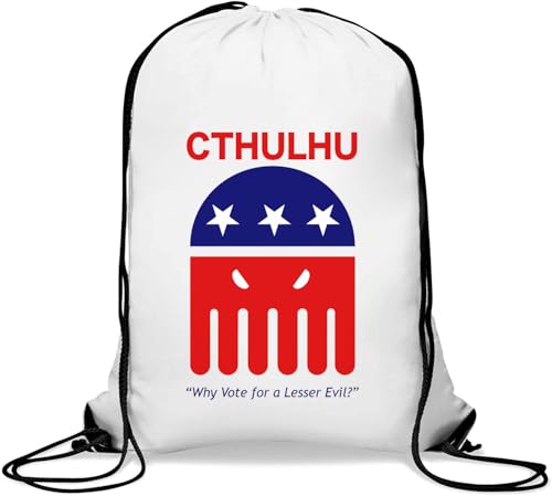 Cthulhu Turnbeutel "Election Why Vote for A Lesser Evil", lässiger Turnbeutel mit Kordelzug, Weiß, weiß, Einheitsgröße von Generisch