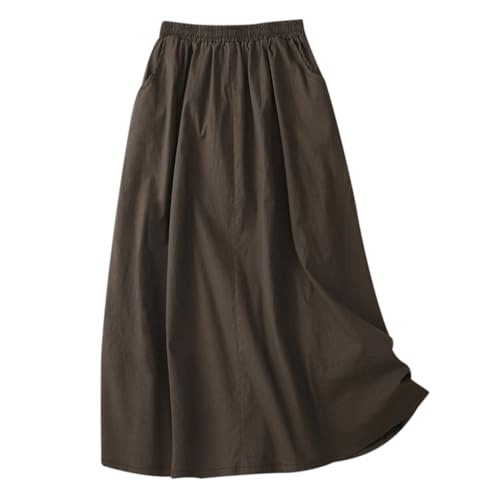 Culotte Damen Sommer Knielange Hosenrock Plissee Lang Mit Taschen Culotte Jogginghose Palazzo Große Größen Lässig 7/8 Hose Marlenehose Linen Pants Leinenhose von Generisch