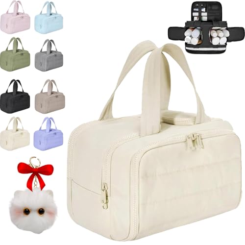 Cureaway Travel Cosmetic Bag, Curetoaway Large Capacity Wide-Open Travel Cosmetic Bag, 4-In-1 Multi-Functional Toiletry Bag for Women, Dry-and-Wet Separation with 4 Compartments (White) von Generisch