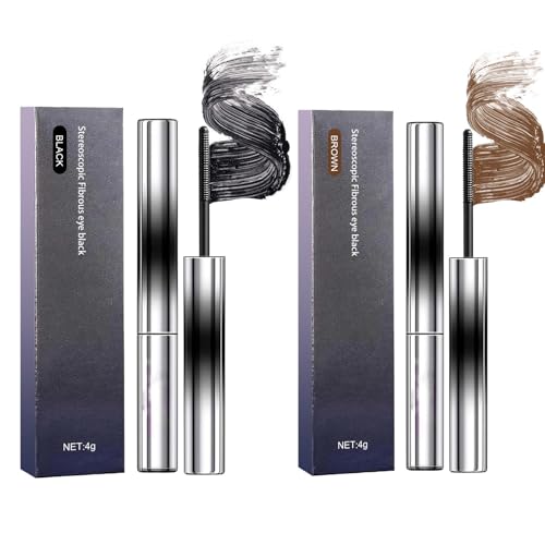 Curling Eye Mascara, Wimperntusche Wasserfest, Anhaltende, Long-Lasting and Smudge-Free, Extra Schlanke Metall Mascara für Länge und Volumen Wimpern 4g (2pc) von Generisch