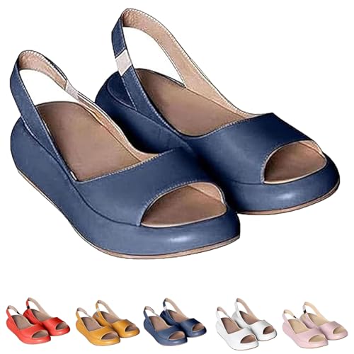 Cushioned Sandals, 2025 Lightweight and Comfortable Slip-On Orthopedic Cushioned Peep-Toe Sandals for Women (blue,39) von Generisch