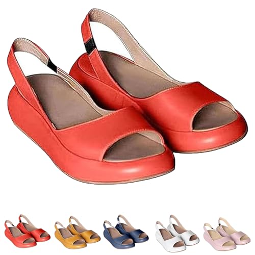 Cushioned Sandals, 2025 Lightweight and Comfortable Slip-On Orthopedic Cushioned Peep-Toe Sandals for Women (orange,35) von Generisch