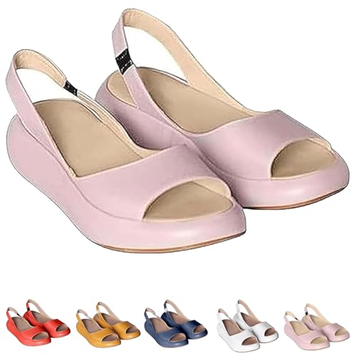 Cushioned Sandals, 2025 Lightweight and Comfortable Slip-On Orthopedic Cushioned Peep-Toe Sandals for Women (pink,36) von Generisch