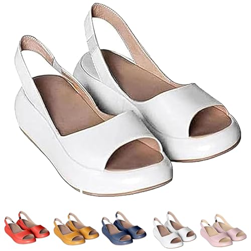Cushioned Sandals, 2025 Lightweight and Comfortable Slip-On Orthopedic Cushioned Peep-Toe Sandals for Women (white,41) von Generisch