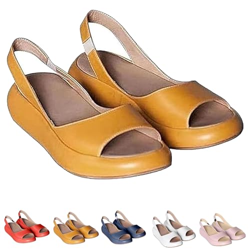 Cushioned Sandals, 2025 Lightweight and Comfortable Slip-On Orthopedic Cushioned Peep-Toe Sandals for Women (yellow,36) von Generisch