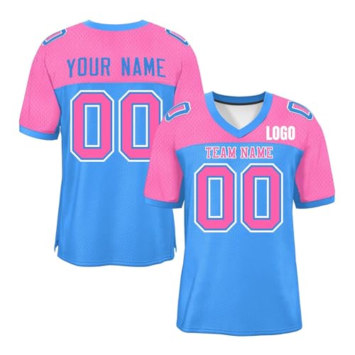 Custom Football Jersey, Personalisiert American Football Spieltrikots mit Name Nummer, Personalisierte Trikot T-Shirt für Kinder Erwachsene Junge Mädchen Herrn Damen von Generisch