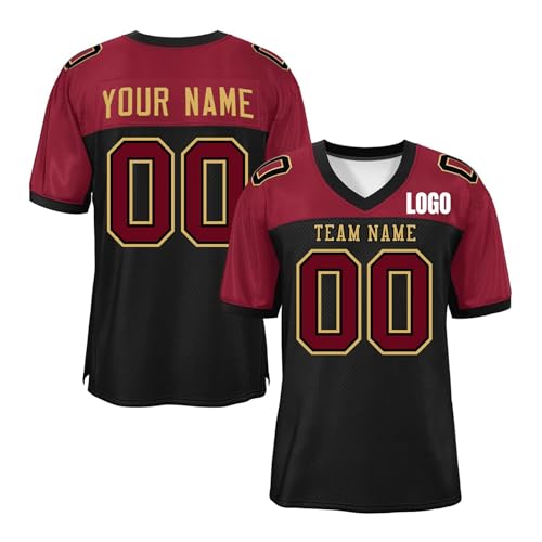Custom Football Jersey, Personalisiert American Football Spieltrikots mit Name Nummer, Personalisierte Trikot T-Shirt für Kinder Erwachsene Junge Mädchen Herrn Damen Custom Football Jersey, Personalisiert American Football Spieltrikots mit Name Nummer, Personalisierte Trikot T-Shirt für Kinder Erwachsene Junge Mädchen Herrn Damen von Generisch