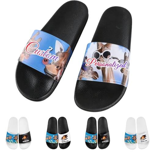 Customizable Slippers with Personalised Photo and Text Logo, Anti-Slip PVC Material, Ideal for Beach, Pool, Wedding, and Vacation Use in Sizes 36-47 von Generisch