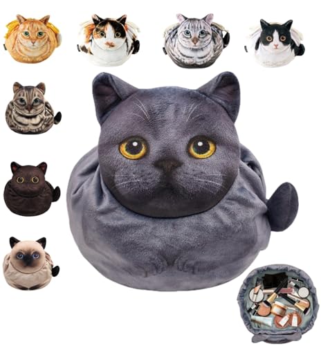 Cute Cat Drawstring Makeup Bag,Cat Cosmetic Toiletry Travel Purse,Lay Flat Makeup Bag Gifts for Feline Lovers Cute Cat Drawstring Makeup Bag,Cat Cosmetic Toiletry Travel Purse,Lay Flat Makeup Bag Gifts for Feline Lovers von Generisch