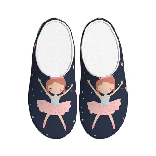 Cute Dancer Damen Hausschuhe Flanell Haus Pantoffeln für Herren Ballerina rutschfeste Warme Winterschuhe für Indoor Outdoor, mehrfarbig, X-Small Men/ Medium Women von Generisch