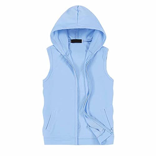 DENGJIAMY Kapuzen-Tanktop für Herren, Übergröße, durchgehender Reißverschluss, Workout-Hoodie, Sport, Sommer, Unterhemd, ärmelloses T-Shirt, ärmelloses T-Shirt für Herren, blau, 5XL DENGJIAMY Kapuzen-Tanktop für Herren, Übergröße, durchgehender Reißverschluss, Workout-Hoodie, Sport, Sommer, Unterhemd, ärmelloses T-Shirt, ärmelloses T-Shirt für Herren, blau, 5XL von Generisch