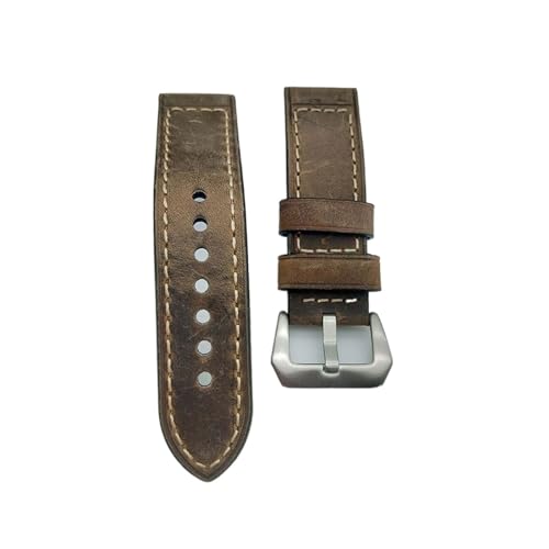 DSHDFJ 24mm Italien Echtes Leder Uhrenband Kompatibel mit Panerai Männer Dicke Uhrenarmband Handgelenkband mit Edelstahlschnalle von Generisch