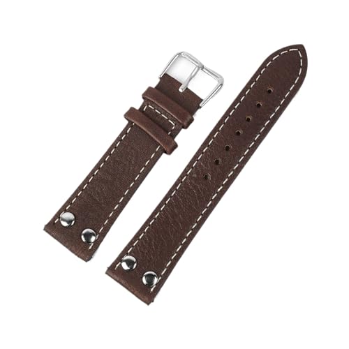 DSHDFJ Echtes leder lithee muster uhr band schwarz kaffee braun nieten machelband handgelenkband gürtel armband 18mm 20mm 22mm 24mm(Coffee,20mm) von Generisch