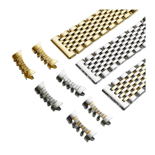 DSHDFJ Gebogenes Ende Edelstahl Uhrenarmband 12mm 14mm 16mm 18mm 19mm 20mm 22mm Ersatz Watch Strap Slip Uhrenarmband Armband(Gold,20mm) von Generisch