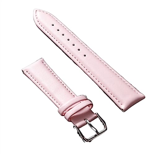 DSHDFJ Lederarmband 12/14/16/18/19/20/21/22/24 mm, Uhrenarmband aus weichem Material, Uhrenarmbänder mit silberfarbener Edelstahlschnalle(Pink,22mm) von Generisch