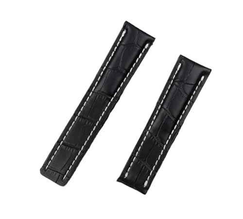DSHDFJ Uhrenarmband, kompatibel mit Breitling-Armband, kompatibel mit Navigtimer World Avenger Superocean Gürtel, 20 mm, 22 mm, 24 mm Logo, WITH BLACK BUCKLE_20MM von Generisch