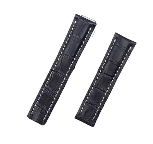 DSHDFJ Uhrenarmband, kompatibel mit Breitling-Armband, kompatibel mit Navigtimer World Avenger Superocean Gürtel, 20 mm, 22 mm, 24 mm Logo, WITH BLACK BUCKLE_22MM von Generisch