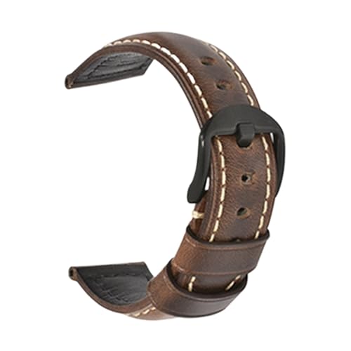 DSHDFJ Mode ölwachs echtes Leder uhrband 19mm 20mm 21mm 22mm 23mm 24mm Uhr windgurte Armbands gürtel braun blau schwarz(Oil Wax Dark Brown-B,23mm) von Generic