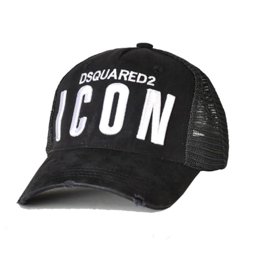 DSQUARED2S Icons Herren-Baseballkappe, klassisch, Sport, Freizeit, Sommer, Stickerei, klassische Snapback-Mütze, schwarz 2, Einheitsgröße von Generisch