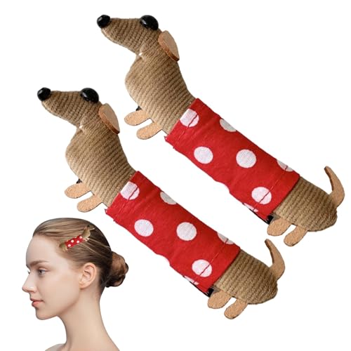Dackel Entenschnabel Haarspange, 2 Stück niedlich Dackel Seite Ponys Clip, Tuch Wurst Hund geformt Haarspange, für Frauen Teens Mädchen(rot) von Generisch