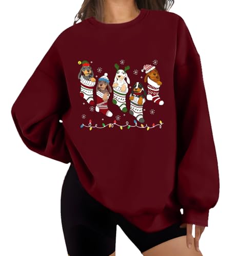 Dackel-Weihnachts-Sweatshirt, Dackel-Hundeliebhaber, Dackel, Sweatshirt für Damen, claret, M Dackel-Weihnachts-Sweatshirt, Dackel-Hundeliebhaber, Dackel, Sweatshirt für Damen, claret, M von Generisch