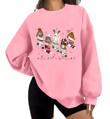Dackel-Weihnachts-Sweatshirt, Dackel-Hundeliebhaber, Dackel, Sweatshirt für Damen, rose, S Dackel-Weihnachts-Sweatshirt, Dackel-Hundeliebhaber, Dackel, Sweatshirt für Damen, rose, S von Generisch