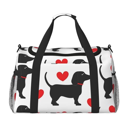 Dag Reisetasche mit Herzmotiv, Dackel, Fitnessstudio, Übernachtung, Wochenendtasche für Männer und Frauen, leichtes Handgepäck für Workout, Urlaub Dag Reisetasche mit Herzmotiv, Dackel, Fitnessstudio, Übernachtung, Wochenendtasche für Männer und Frauen, leichtes Handgepäck für Workout, Urlaub von Generisch