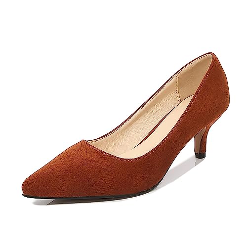 Damen-, spitzer Zeh, solide, Flache High Heels, einzelne Business-Schuhe Schuhe Damen Wasserdicht (Brown, 41) von Generisch