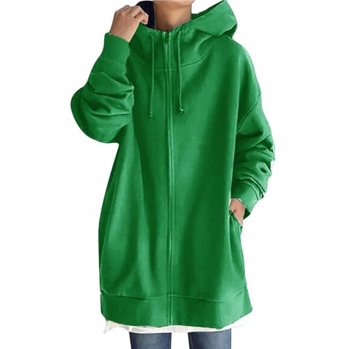 Damen 2024 Sweatjacke lang mit Kapuze Strickjacke Winterjacke Damen leicht lang only Sweatjacke Damen graue Lange Strickjacke Cardigan winterparka Damen leicht lang von Generisch