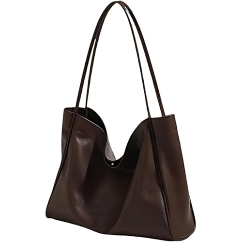 Damen 2025 Große Kapazität Tote Bag Vintage Leder Schultertasche Praktische Hobo Bag Perfekt für den täglichen Ausflug, Partys und Büro, coffee, 31* 40*14cm/12.2*15.7*5.5in von Generisch