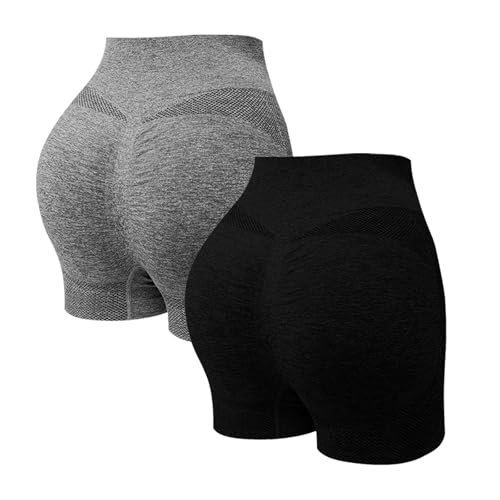 Damen 2er Pack Radlerhose Hohe Taille Shorts - Bauchweg Hotpants Kurze Unterhose Yoga Leggings Boxershorts Frauen Panties Sporthose Damenunterhosen UnterwäSche FüR Gym Fitness TäGlich Tragen von Generisch