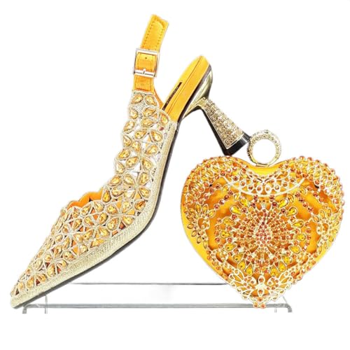 Damen Absatztaschen Set Italienischer Stil Nigerianische Hochzeit Ready, Orange, 40.5 EU von Generisch
