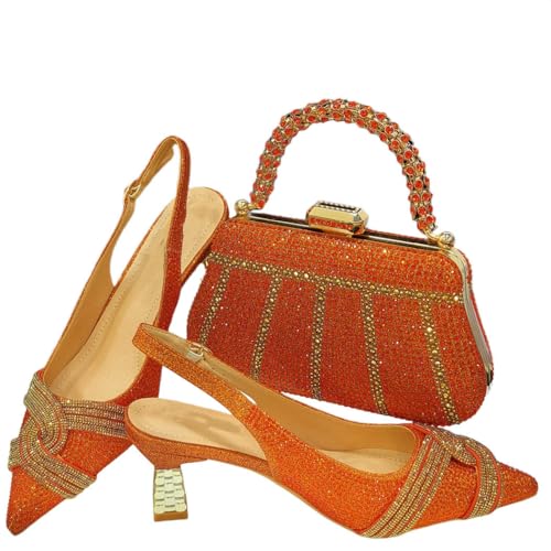 Damen Absatztaschen Set mit Strass Italienischer Stil Hochzeit Ready, 137, 40.5 EU von Generisch