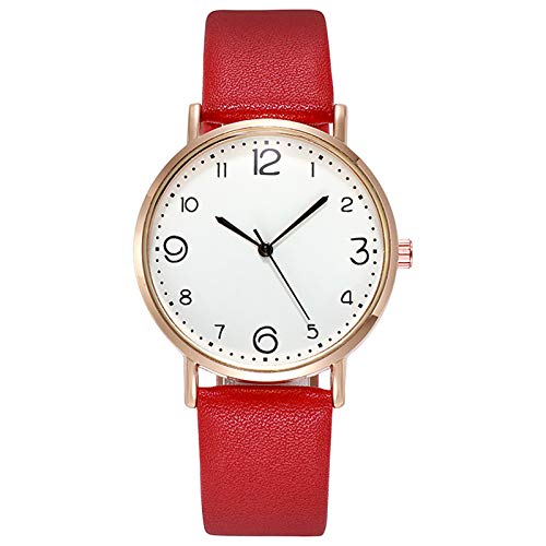 Damen Analog Quarz Armbanduhr Dekoration Gürtel Netzuhr Mode Frauen mit Sternen Casual Wilde beliebte Damenuhr (Red, One Size) von Generisch