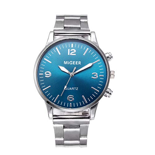 Damen Analog Quarz Armbanduhr Quarz-Mode-Uhr-Edelstahl-Kristallanalog-Mann-Handgelenk-Männer Uhr Armbanduhr Damen Armband (Blue, One Size) von Generisch