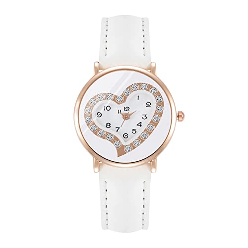 Damen Analog Quarz Armbanduhr mit Edelstahlarmband/Lederarmband Mode Einfache Mode Klassische Mode Damenuhr Geschenkuhr Kleine Damenuhr Quarzuhr Armbanduhr Breit Herren Nachhaltig (White, One Size) von Generisch
