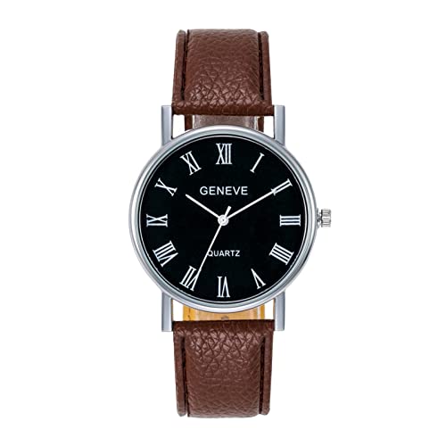 Damen Analog Quarz Uhr mit Lederarmband Mode Einfache Mode Armband Herren Student Business Casual Mode Trend Geschenk Uhr Kinder Armbanduhr Ohne Batterie (Brown, One Size) von Generisch